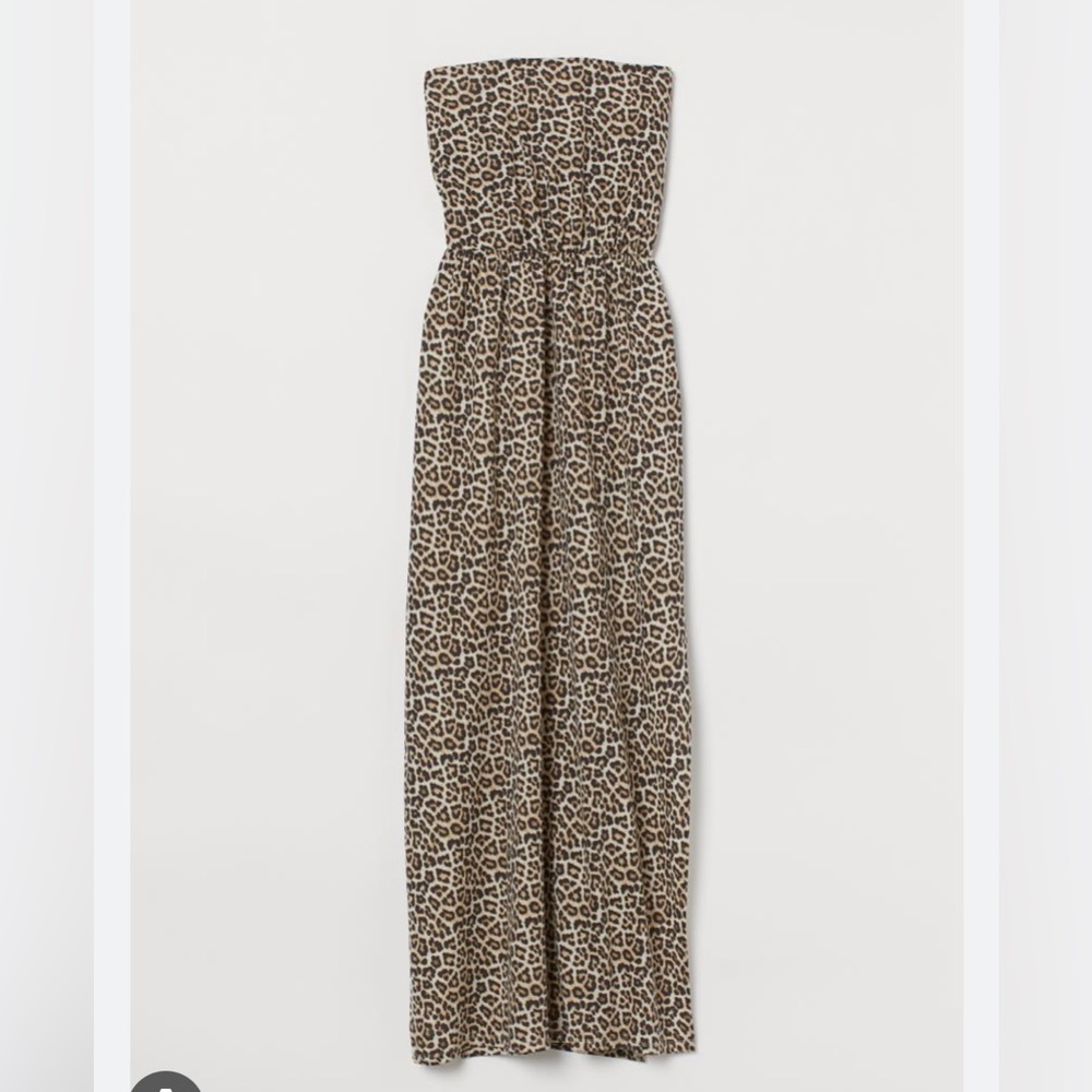 H&M Strapless leopard maxi dress